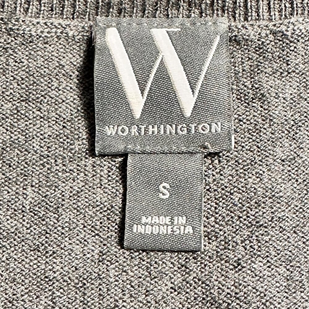 Worthington Womens V-Neck Sweater Size Small Gray Cotton Blend NWT Career Preppy - Picture 3 of 11